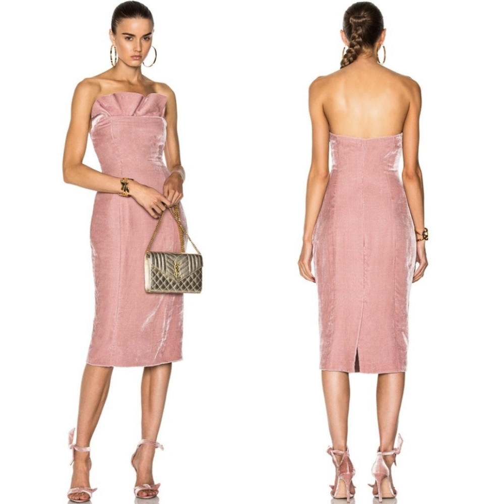 cinq à sept Mauve NWT Strapless Velvet Dress Size 8